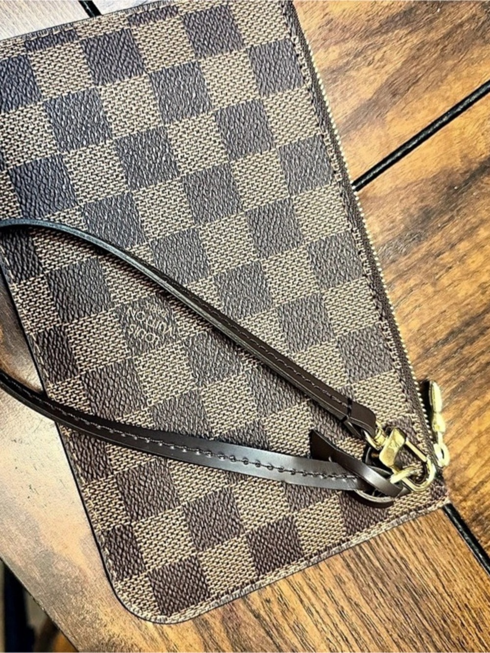 Louis Vuitton Mini Pochette Accessoires Damier Brown & Red Wristlet